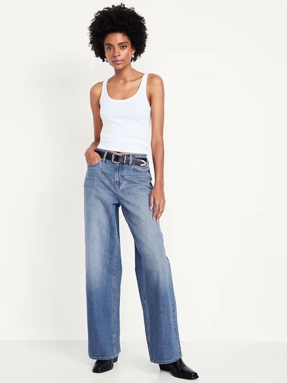 Baggy Mid-Rise Women's Jeans in Blue